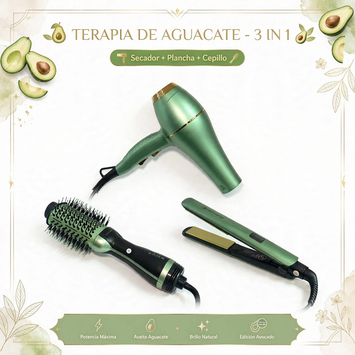 TRIO SECADOR + CEPILLO + PLANCHA